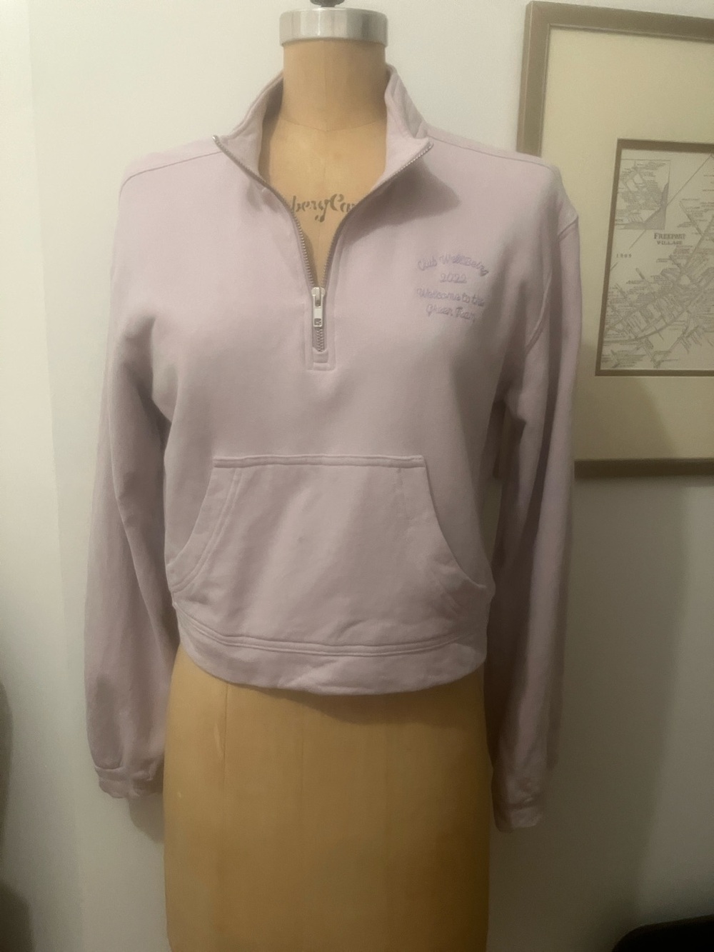 REVOLVE Cropped Quarter-Zip Sweatshirt in Pale Lavender